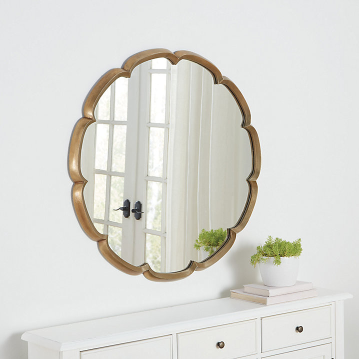 Sway 36 Inch Brass Round Scalloped Wll Mirror | Ballard Designs, Inc.