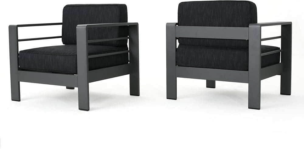 Christopher Knight Home Crested Bay Outdoor Aluminum Club Chairs with Water Resistant Cushions, 2... | Amazon (US)