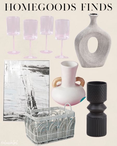 Homegoods decor finds: glasses, vase, baskets, artwork 

#LTKunder100 #LTKunder50 #LTKhome