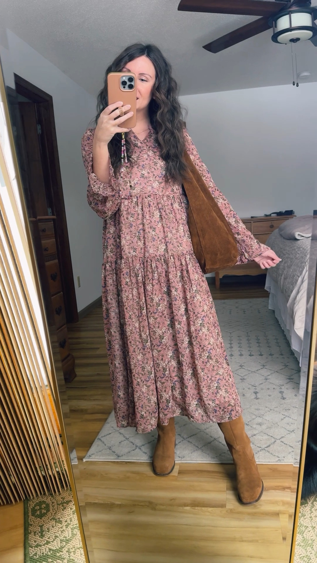 Wearing xs in my dress (mauve print) and my bag is the whiskey color. My boots are older so I linked similar! Wearing small in my coat (also linked the hooded version!) 

S/M in my fleece tights! They kept me super cozy! 

Linked my earrings, necklace and 2 of my 3 bracelets (I made my “mama’ one, but linked similar too!).


#LTKootd #LTKgrwm #LTKPetite