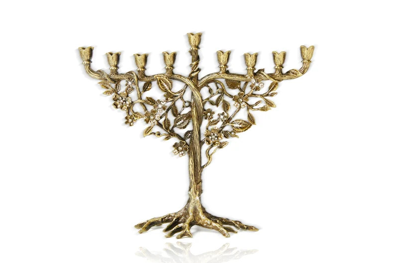 Hanukkah Menorah Jewish Lamp Tree of Life Floral Designed for Chanukkah Modern Judaica Home Decor... | Etsy (US)