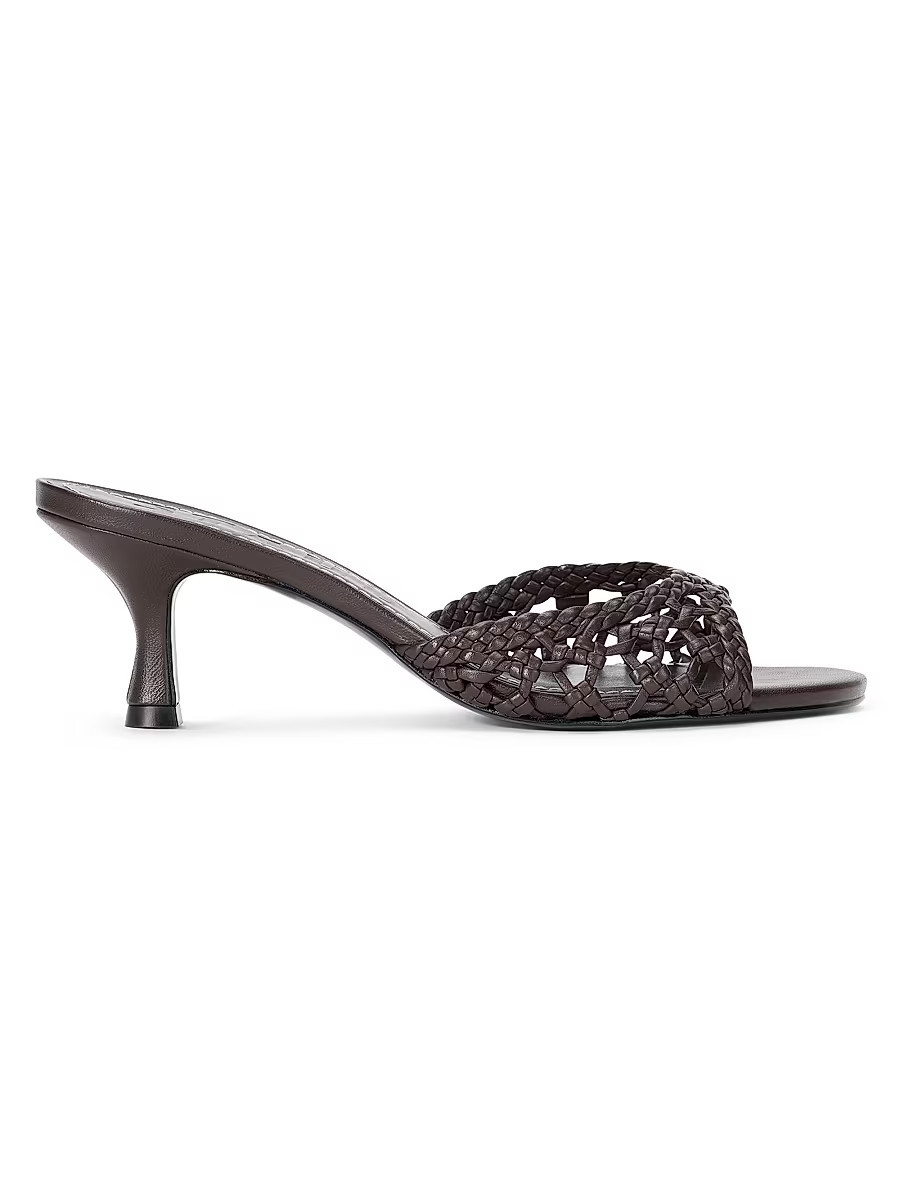 Women's Brigitte 60MM Leather Mules - Espresso Open Weave - Size 5.5 | Saks Fifth Avenue