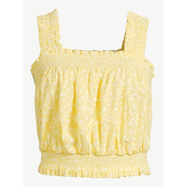 Free Assembly Women's Smocked Cropped Tank Top | Walmart (US)