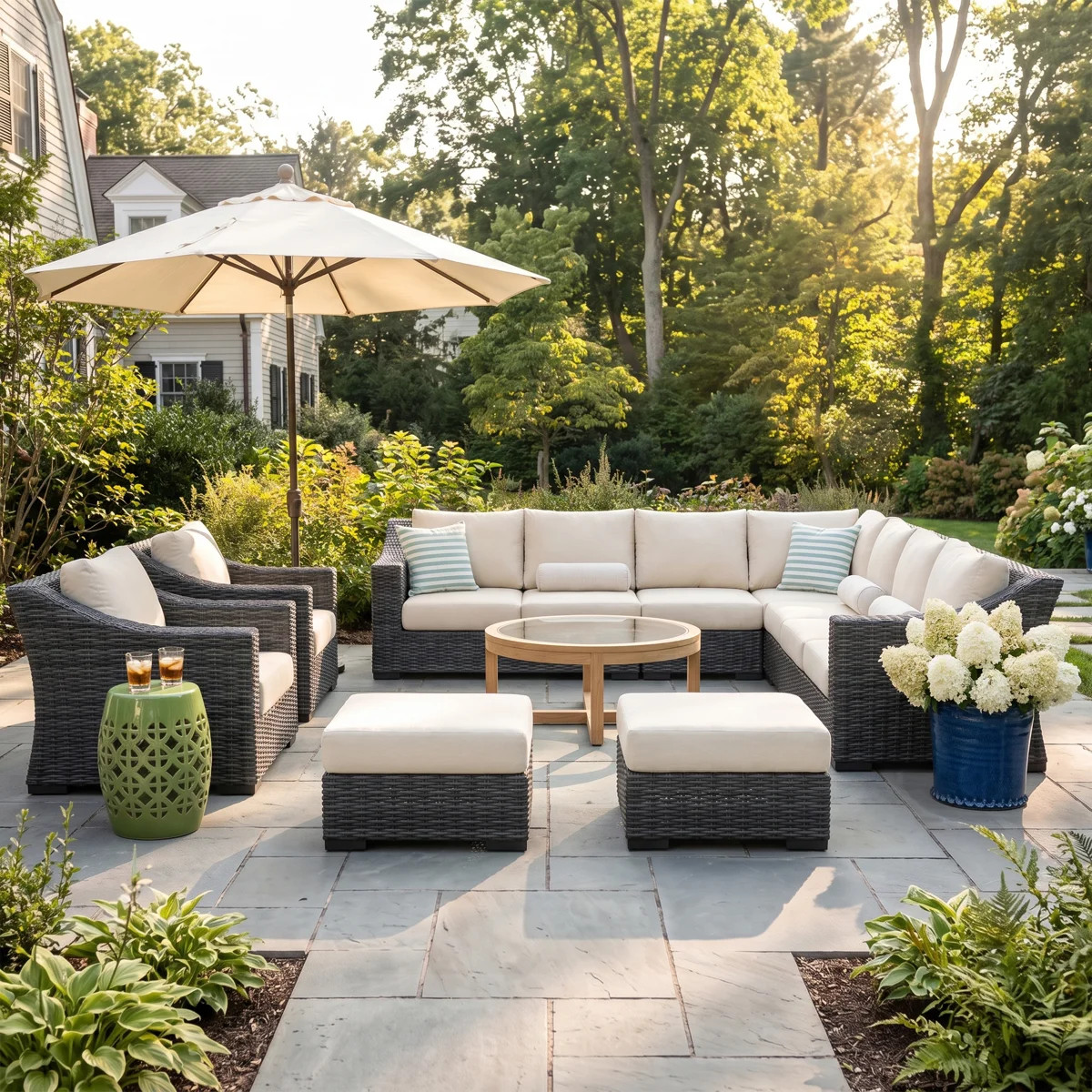 Eloisa 11-Person Wicker Patio Sectional Set with Cushions | Wayfair North America