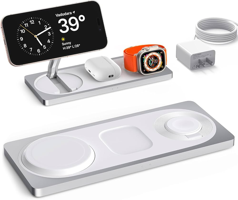 3 in 1 Charging Station for Apple - 22W Faster Mag-Safe Charger Stand for iPhone - Magneti... | Amazon (US)