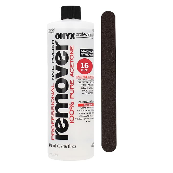 Onyx Professional 100% Pure Acetone Nail Polish Remover Kit with 7 inch Nail File, Maximum-Streng... | Amazon (US)