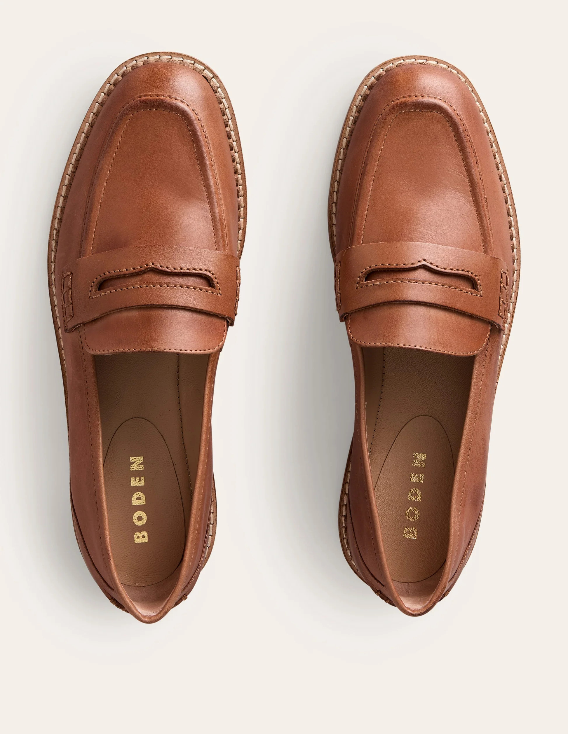 Nya Penny Loafers-Tan Burnished Leather | Boden (US)