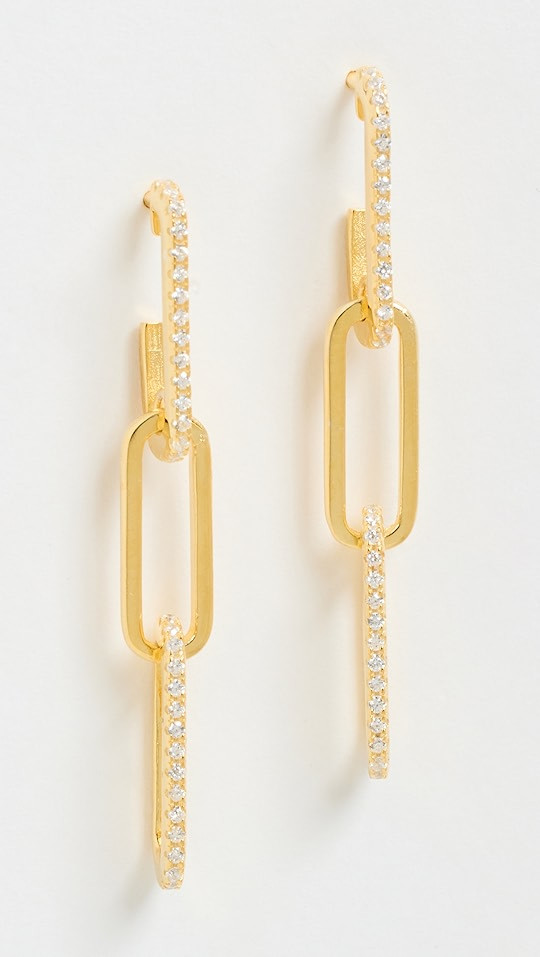 Pave Paperclip Drop Stud Earrings | Shopbop