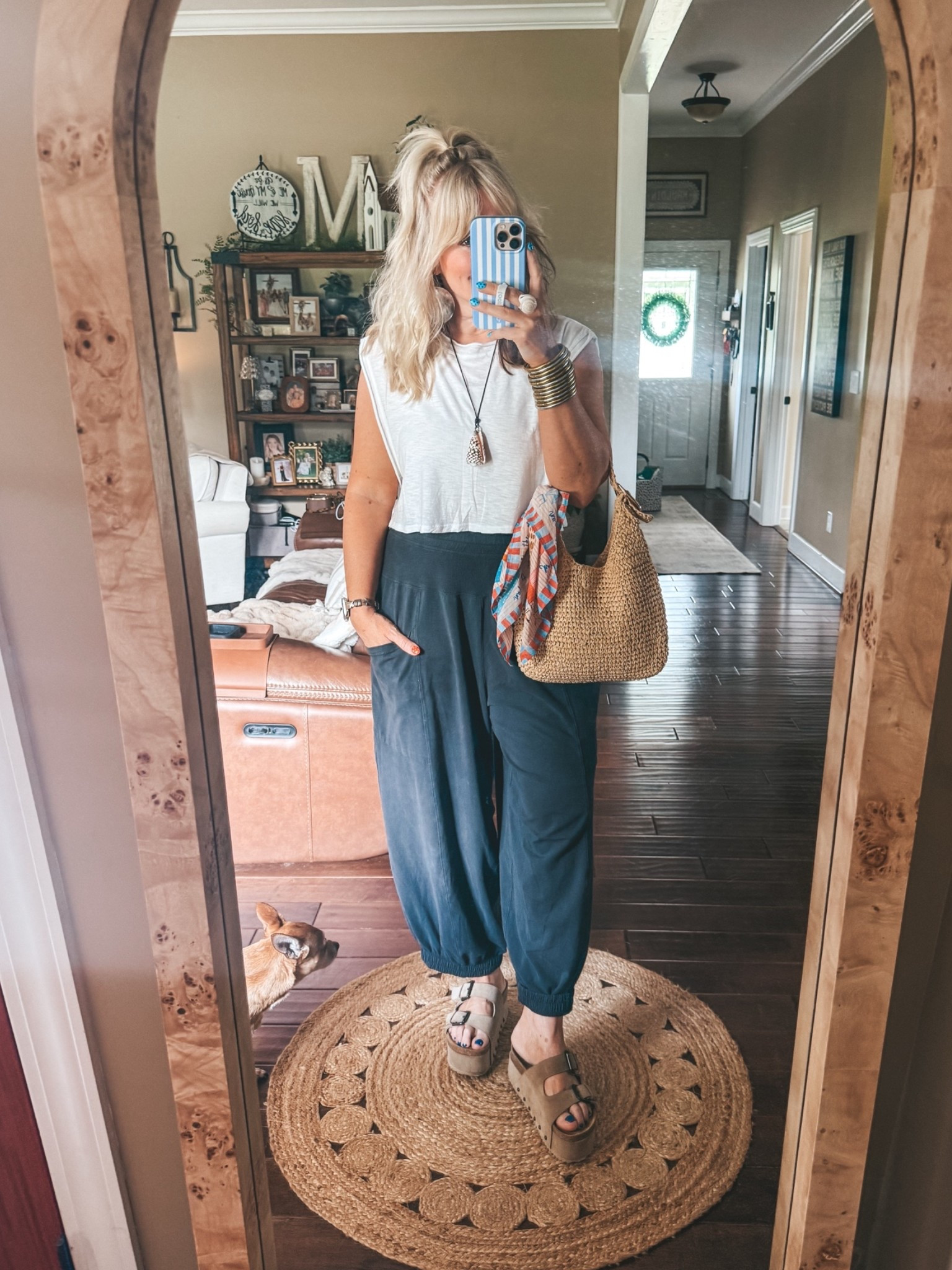 My OOTD 🖤✨
Tank Small
Pants M & part of a set 
Sandals true to size 
#freepeople #styleover40 #summeroutfit

#LTKootd #LTKgrwm #LTKOver40