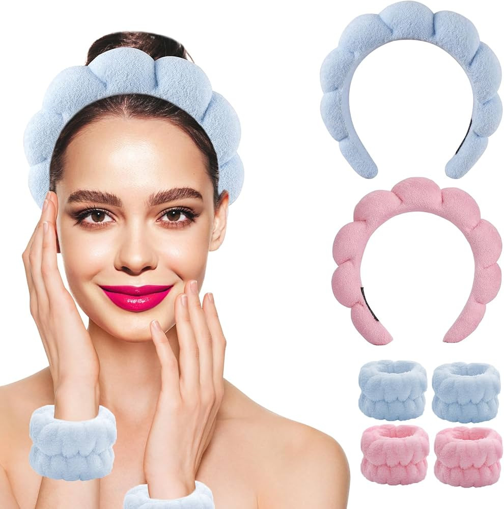 Spa Headband Makeup Headband for Washing Face or Facial - 6pack Face Wash Headband and Wristband ... | Amazon (US)