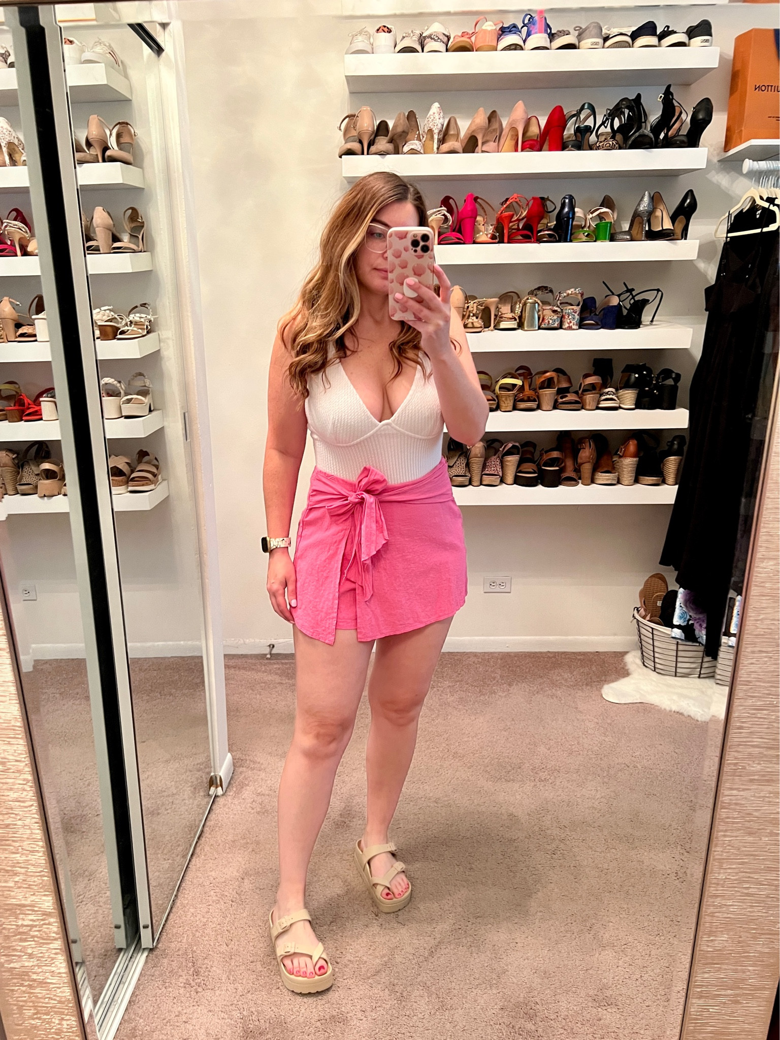 Target bodysuit, pink skort, Barbiecore, summer outfit, summer fashion, easy outfit, vacation outfit, sandals, Amazon finds 

#LTKunder50 #LTKstyletip #LTKFind