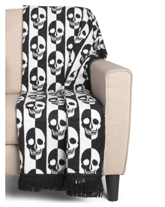 Made In Portugal 51x67 Skull Striped Throw | TJ Maxx