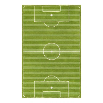Unique Loom Soccer Field Playtime Kids Wool Rug | Wayfair North America