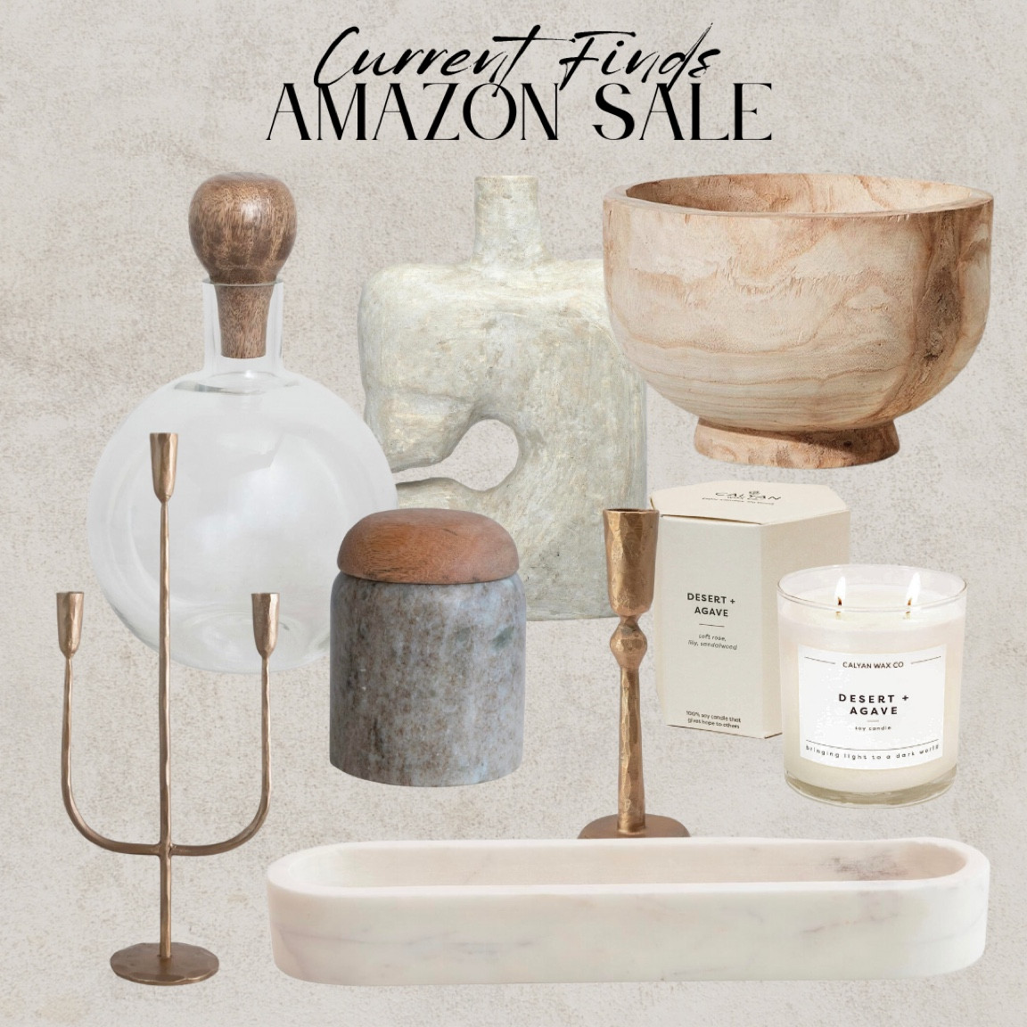 More Amazon decor on sale for Amazon Prime Big Deal Days! Wine decanter, wooden bowl, marble canister storage canister, gold metal candelabra, taper candle holder, gold hammered candle holder, candle, marble cracker dish, charcuterie board, long marble serving tray marble tray, paper mache vase, organic modern decor, glass decanter 

#LTKxPrime #LTKhome #LTKGiftGuide