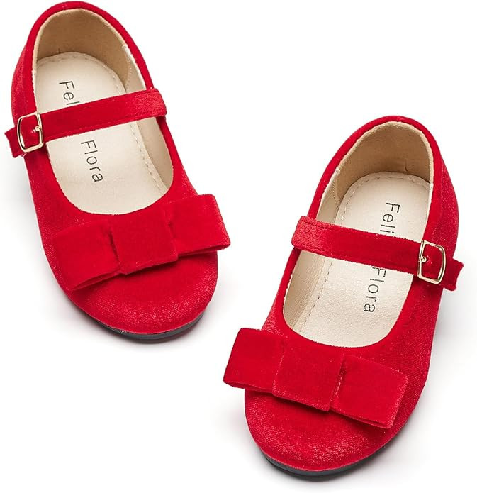 Felix & Flora Girls Toddler Little Ballet Shoes - Flower Girls Mary Jane Flats Dress Shoes Party ... | Amazon (US)