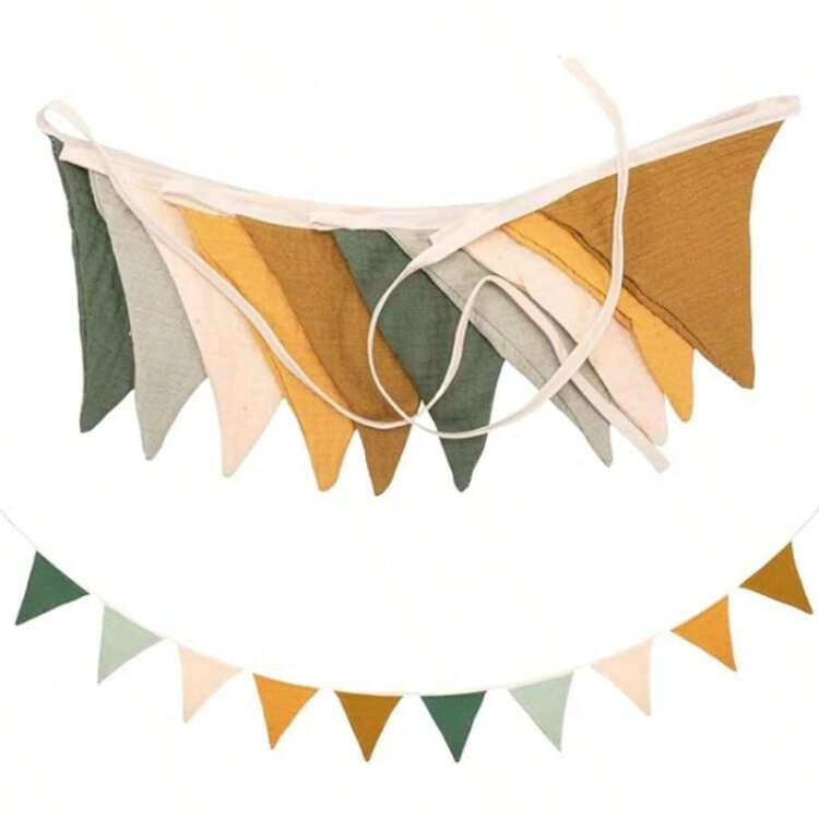 1pc Festival Pennant Banner Flags, Polyester Fabric Reusable, Multicolored Garland Triangle Bunti... | SHEIN