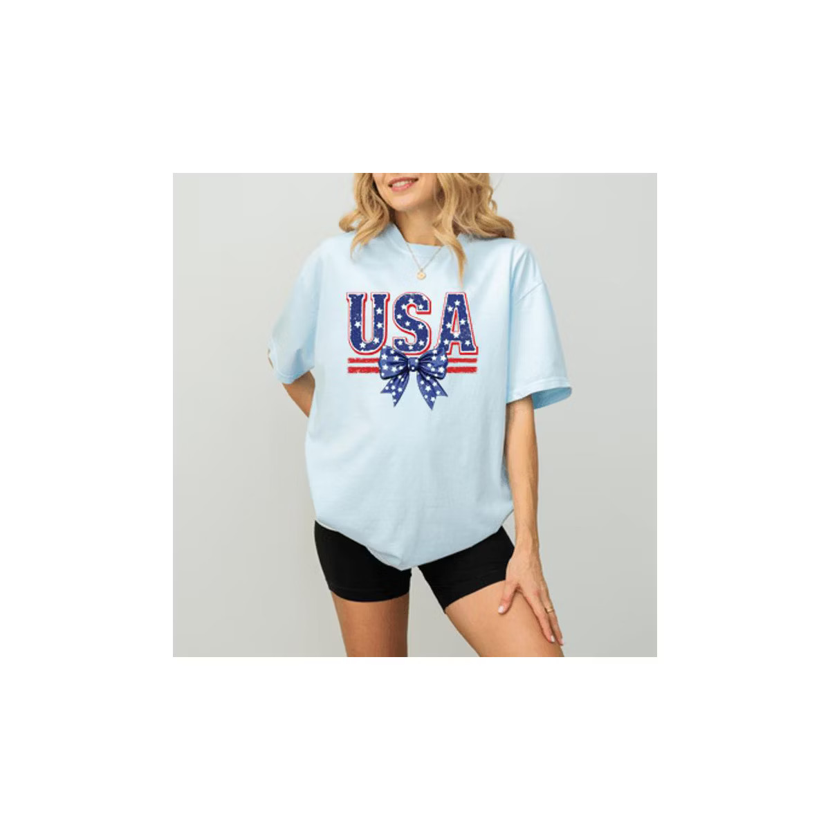 Simply Sage Market USA Star Coquette Garment Dyed Tee - XL - Chambray | Target