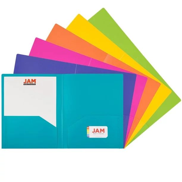 JAM Paper Plastic Heavy Duty Assorted 2 Pocket School Presentation Folders, Multicolor, 6 per Pac... | Walmart (US)