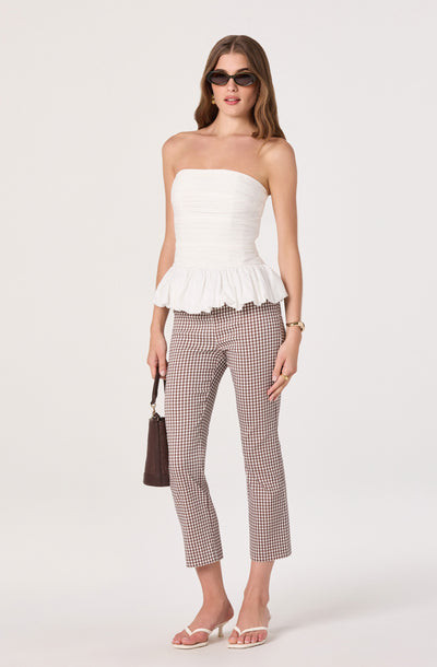 Alma Gingham Kick-Flare Cropped Pants - Brown gingham / XS | ASTR The Label (US)