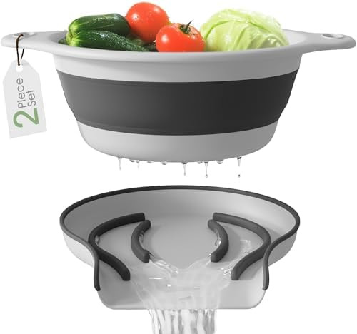 Collapsible Colander Strainer, Includes Over-sink Countertop Draining Base (5QT) Large Kitchen Dr... | Amazon (US)