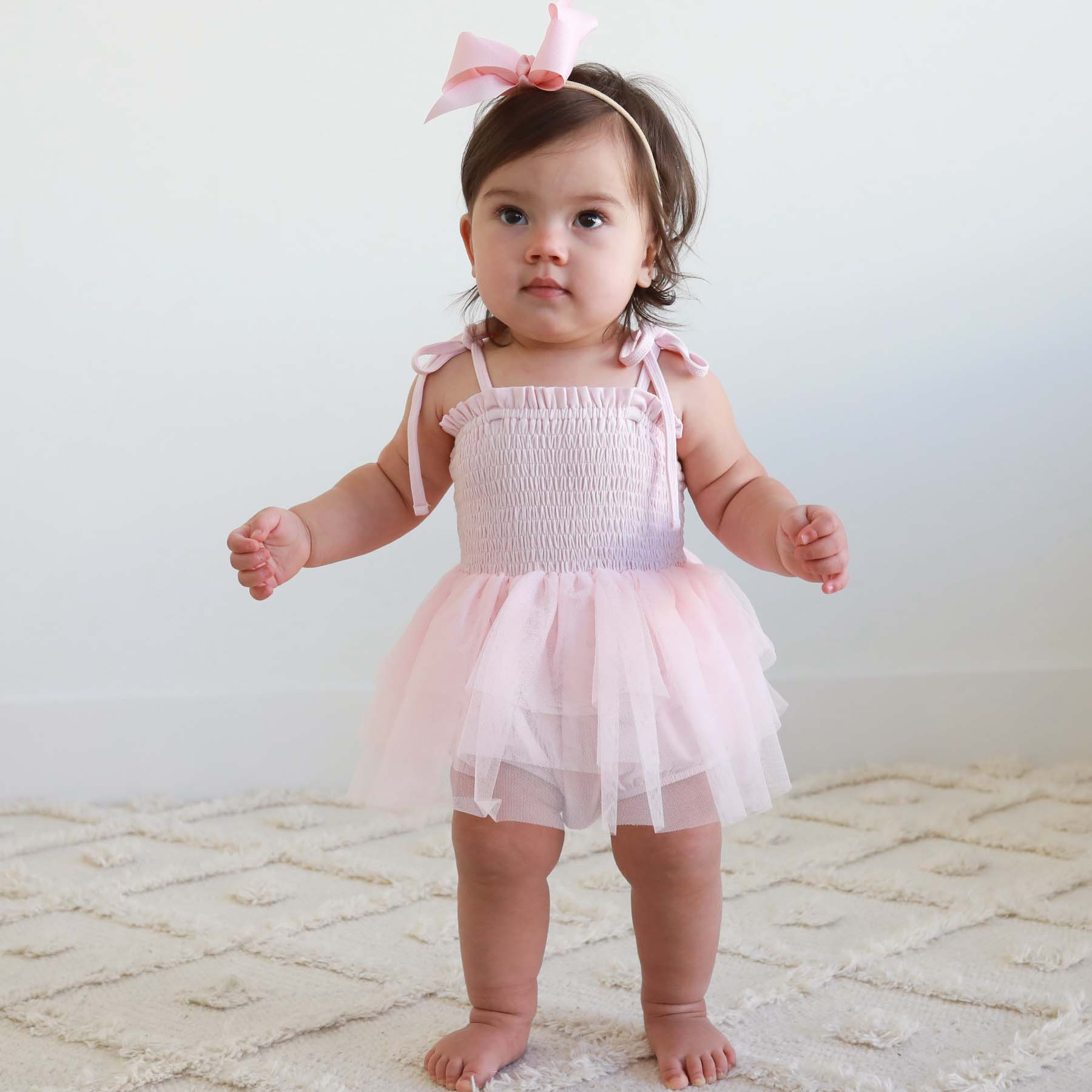 Smocked Tutu Bodysuit | Blush | Caden Lane