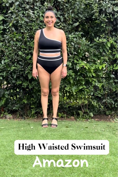 These Amazon swimsuits are high waisted and have full body coverage. Both are under $30 & size options XS - 2X! 

Summer outfit swimsuit, travel outfit, vacation outfit,  high-rise design provides excellent coverage to conceal the tummy, while the cut of the bikini bottom visually elongates the leg line, boosting your confidence. The high rise mesh athletic bathing suit bottom can hide your belly and provide moderate coverage to create a sporty and flattering look for you. Sport Bikini Set for Women: Scoop neck 2-piece swimsuit features adjustable spaghetti straps to provide you with a flexible fit. The soft removable padded push-up bra offers good support and will not be seen through. Occasions: Perfect for vacations, spas, swimming parties, honeymoons, tropical vacations, summer vacations, beaches and pools. Suitable for women, girls, teens, juniors, ladies and more. This cute 2-piece swimsuit comes in a combination of vibrant colors. The unique color-block design adds a playful touch, making this two-piece swimsuit perfect for a vibrant summer.
One Shoulder Bikini: These sporty cropped top features a wide shoulder strap on one side and has built-in removable padding for good chest support and coverage. High Waisted Bikini Bottoms: The high-rise design provides excellent coverage to conceal the tummy, while the cut of the bikini bottom visually elongates the leg line, boosting your confidence. The bottoms feature a lining cloth of the same color, eliminating concerns about see-through embarrassment or white edge leakage. Occasions: This flattering swimsuit is the perfect blend of style, comfort, and confidence, making it a great choice for any beach or pool occasion. It's ideal for vacations, parties, beach outings, pool gatherings, or family trips. It's suitable for women, girls, teens, juniors, ladies, and moms.

#LTKVideo #LTKsalealert #LTKswim