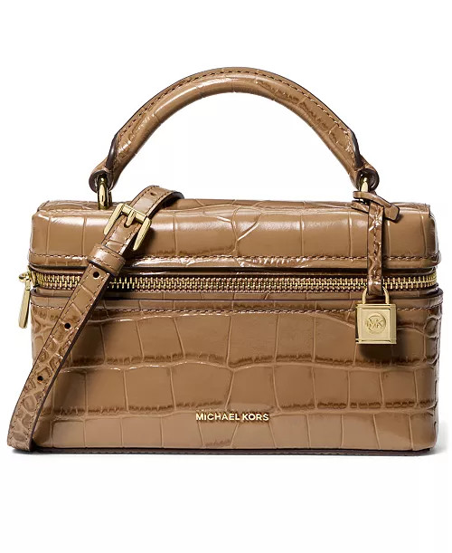 Michael Kors Jana Extra-Small Crocodile Embossed Leather Convertible Crossbody Bag | Macy's
