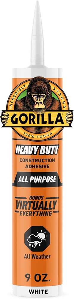 Gorilla Heavy Duty Construction Adhesive, White Glue, 9 Ounce Cartridge (Pack of 1) - Gap Filling... | Amazon (US)