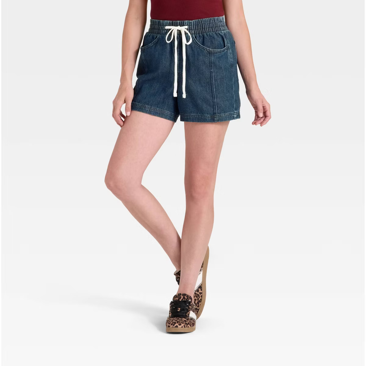 Women's High-Rise Drawstring Denim Beach Shorts - Universal Thread™ | Target