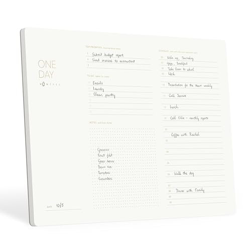 One Day, Elegant Daily Desk Planner, Gold Foiled, Minimalist Productivity Planner Pad, Time Block... | Amazon (US)
