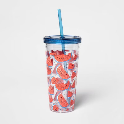 23oz Plastic Watermelon Slices Tumbler with Straw - Sun Squad™ | Target