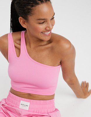 OFFLINE By Aerie Seamless One Shoulder Longline Sports Bra | American Eagle Outfitters (US & CA)