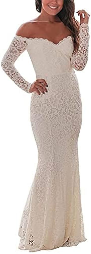 BeneGreat Women's Long Sleeve Elegant Lace Evening Mermaid Maxi Foraml Party Dress | Amazon (US)