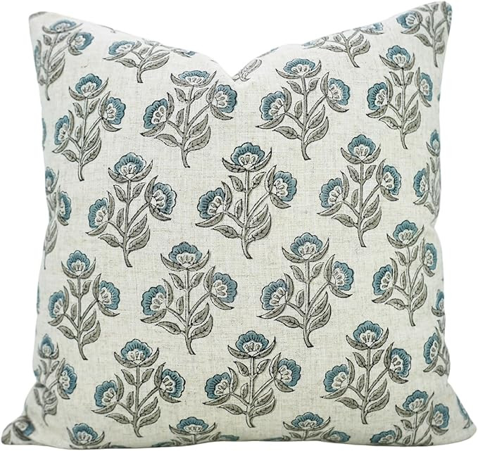 Handmade Block Print Decorative 22X22 Inches Throw Pillowcase Cushion Cover with Hidden Zipper fo... | Amazon (US)