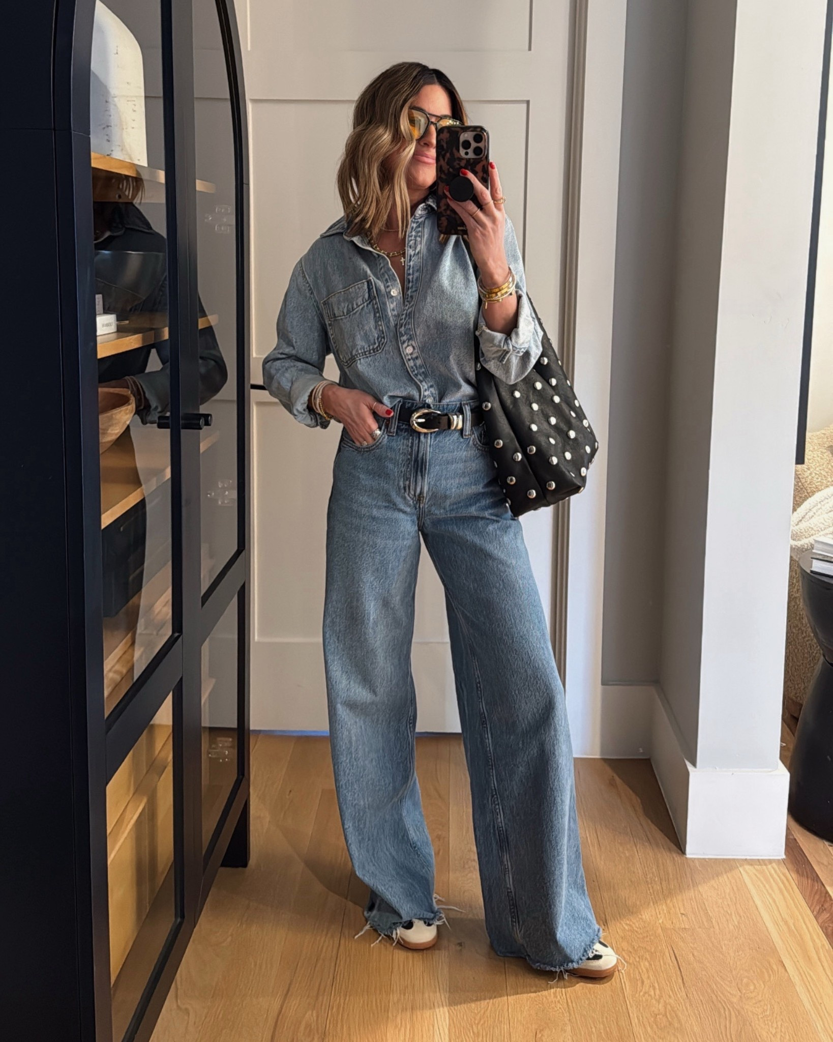 Outfit formula that never fails: denim on denim works every time! 🤩👏🏼 top and jeans are true to size, I’m wearing a small in the top. 

#LTKSeasonal #LTKdayinmylife #LTKootd