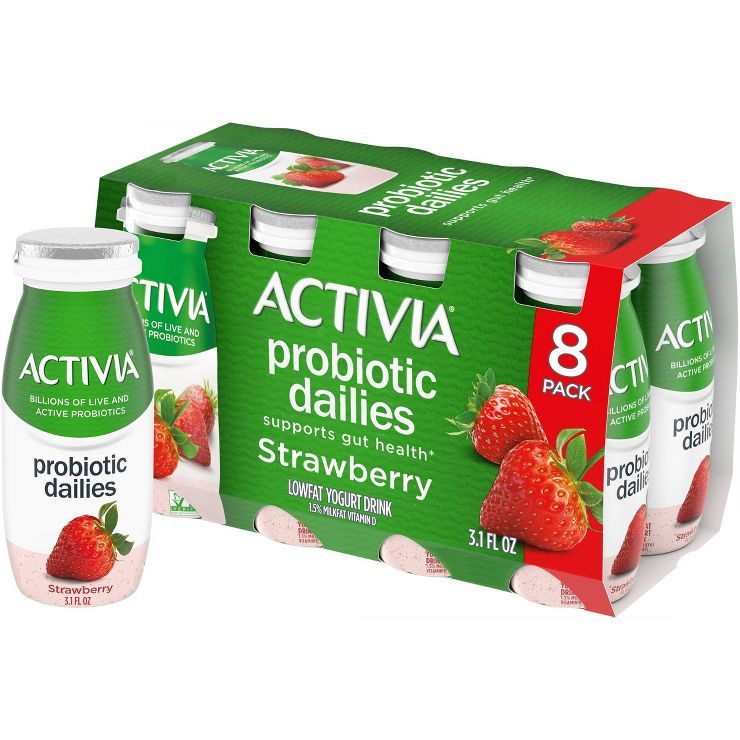 Activia Probiotic Dailies Strawberry Yogurt Drink - 8ct/3.1 fl oz Bottles | Target