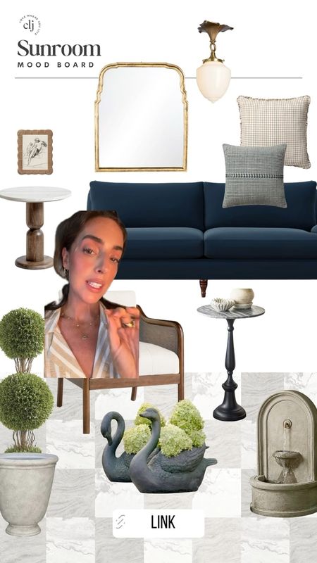 We don’t have a sunroom in this house but if we did this is what it would look like 🤭

Sunroom mood board, floorpops marble peel and stick tile, blue velvet couch, topiary, planter, cane accent chair, plant stand, marble bistro table, gold mirror, throw pillows, wall fountain 

#LTKstyletip #LTKhome