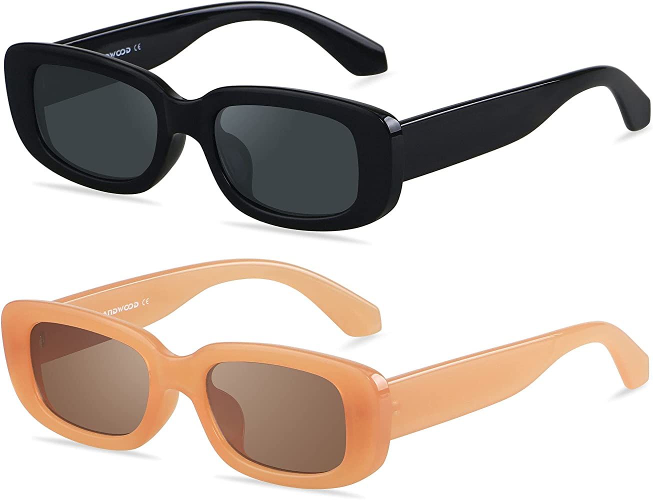 Rectangle Sunglasses for Women Square Frames Trendy Retro Vintage 90s UV 400 Protection Sun Glass... | Amazon (US)
