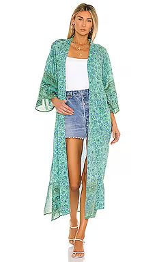 Spell Sundown Maxi Robe in Turquoise from Revolve.com | Revolve Clothing (Global)