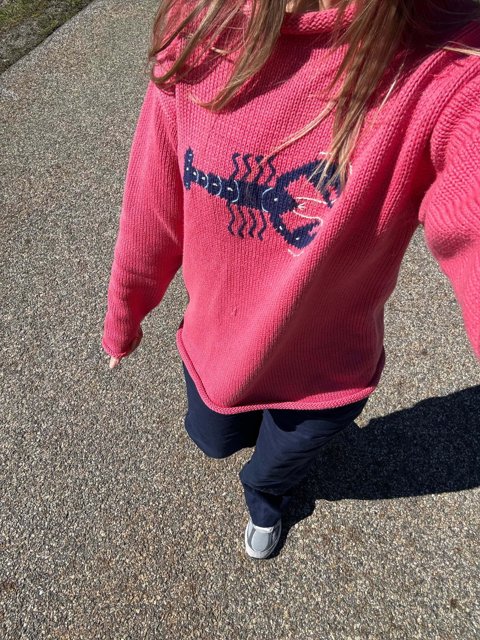 sweater is from The Red Wagon Boston in a size L (new fit) 
pants are a size 6 regular length! im 5’4 and typically a 27