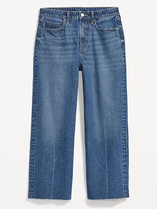 Extra High-Waisted Cropped Cut-Off Wide-Leg Jeans | Old Navy (US)