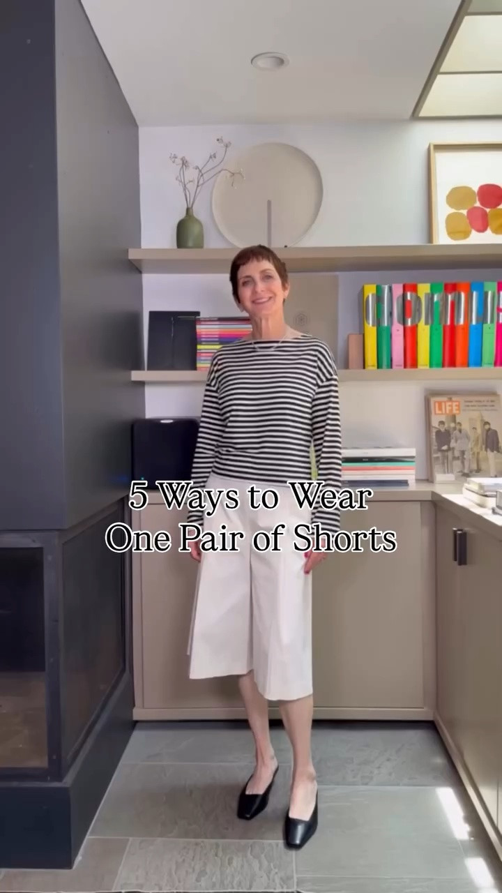 Bermuda shorts styled five ways!

Shorts – long sleeve – heels – ballet flats – shoes – top – summer to fall