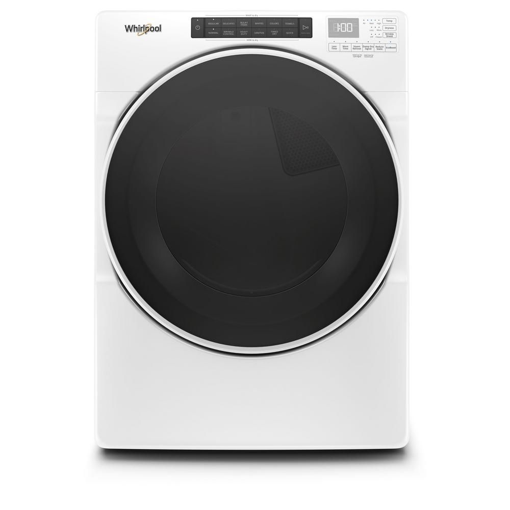 7.4 cu. ft. 240-Volt White Stackable Electric Dryer with Steam and WRINKLE SHIELD Plus Option, EN... | The Home Depot