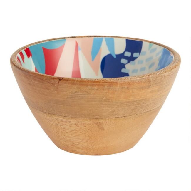Small Multicolor Jolie Floral Enamel Wood Bowl | World Market