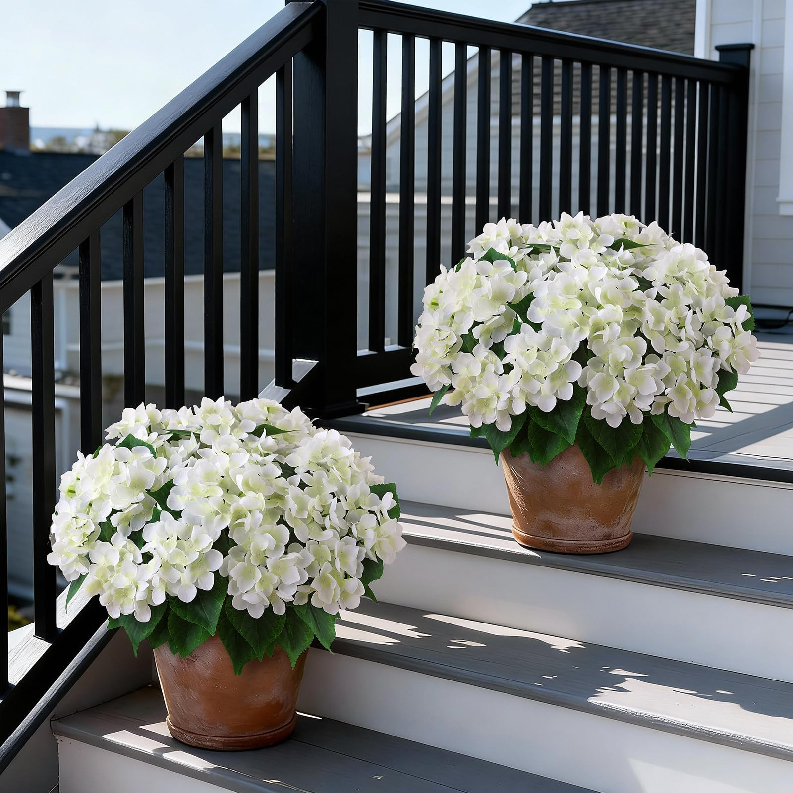 Artificial Hydrangea Flower Topiary Trees - 2 Sets Faux Silk Flower Potted Plant, UV Resistant Fa... | Amazon (US)