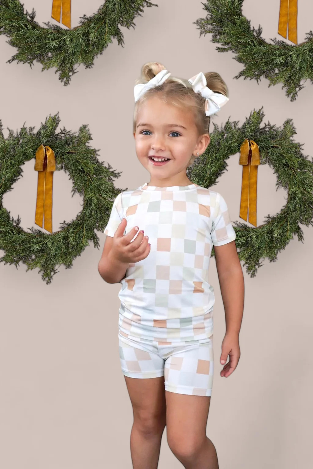 MUTED CHECKERS DREAM SHORT SET | Dream Big Little Co.