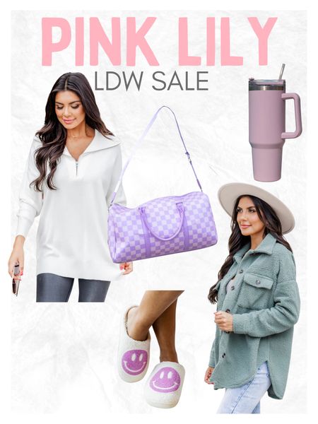 Pink lily labor day weekend sales, fall sale, tumbler, weekender bag. Duffel bag, pull over, quarter zip, shacket, slippers 

#LTKstyletip #LTKSeasonal #LTKsalealert