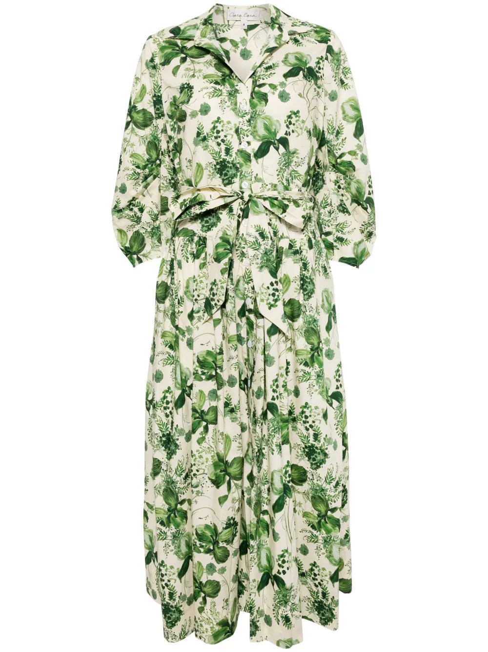 Cara Cara Raya botanical-print cotton dress - Neutrals | Farfetch Global