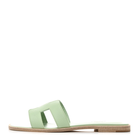 HERMES Epsom Oran Sandals 38 Vert Jade | FASHIONPHILE (US)