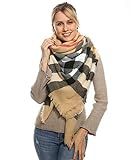 Women Plaid Blanket Scarf for Winter Fall - Camel Oversized Large Big Scarves Soft Warm Tartan Fuzzy | Amazon (US)
